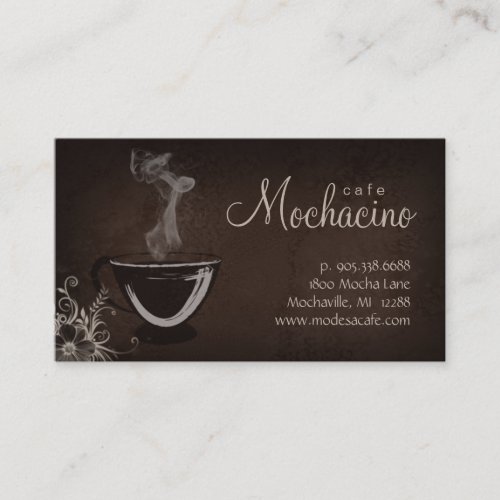 Coffee Club Business Card Brown with Flower