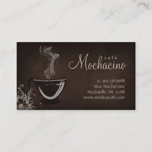 Customizable Coffee Club Business Card Brown with Flower