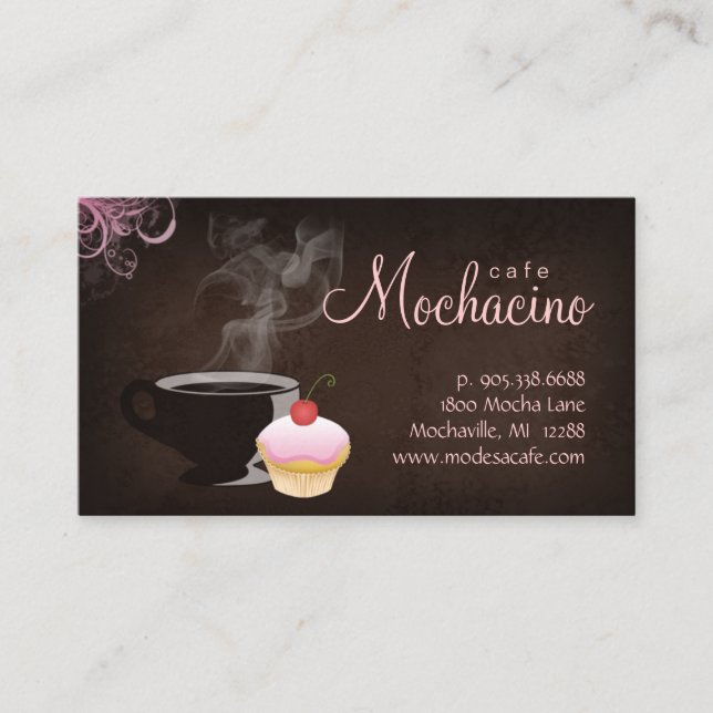 Coffee Club Business Card with muffin pink (Front)