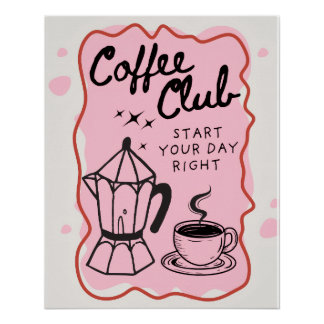 Coffee Club - Illustrated Poster with Coffee | Dec