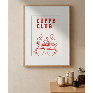 Coffee Club Poster   Minimalist Coffee Wall Art   