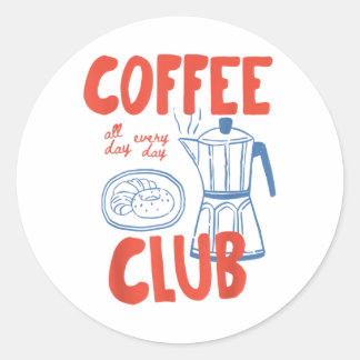 Coffee Club Retro Coffee Graphic For Coffee Lover Classic Round Sticker