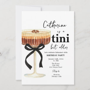 Coffee Cocktail Birthday Black Bow Invitation