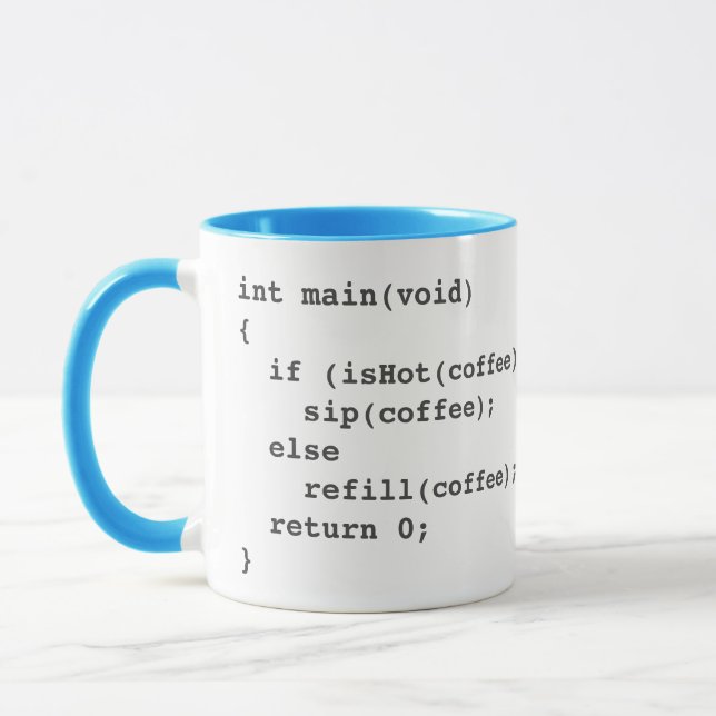 Coffee code mug for software developers with logo (Left)