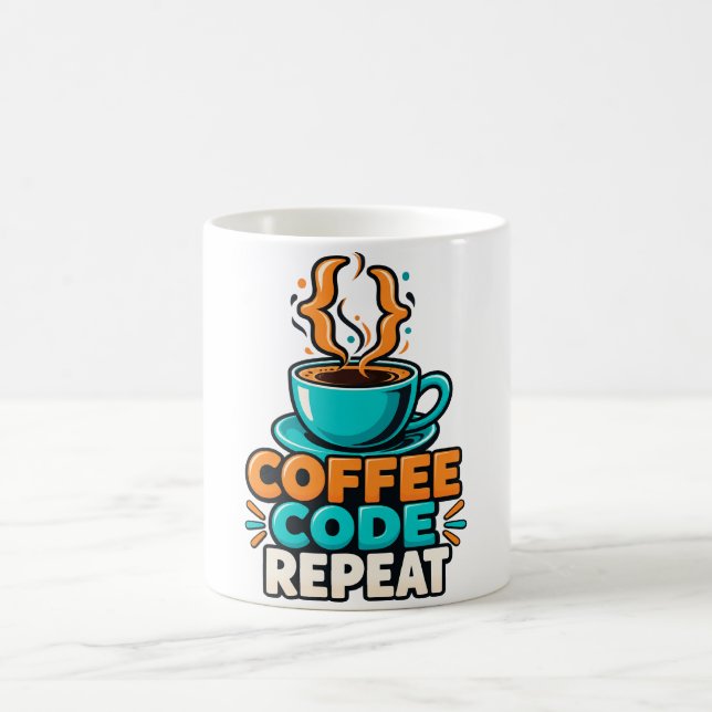 Coffee Code Repeat Programmer Humor Mug (Center)