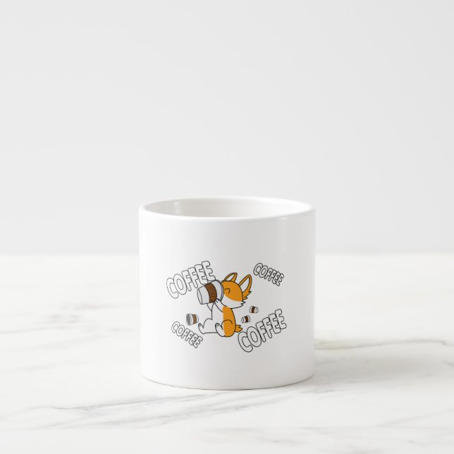 Coffee Coffee Coffee Corgi Premium Espresso Cup (Front)