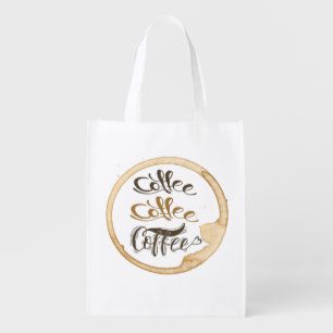 Coffee Coffee Coffee Reusable Grocery Bag