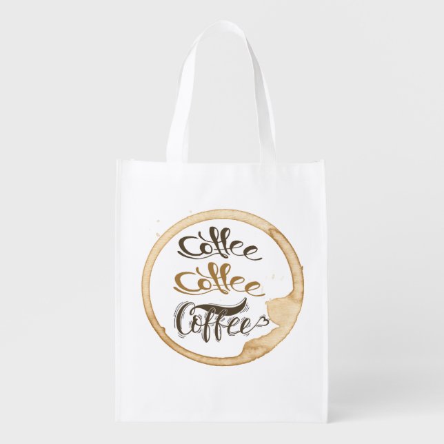 Coffee Coffee Coffee Reusable Grocery Bag (Front)