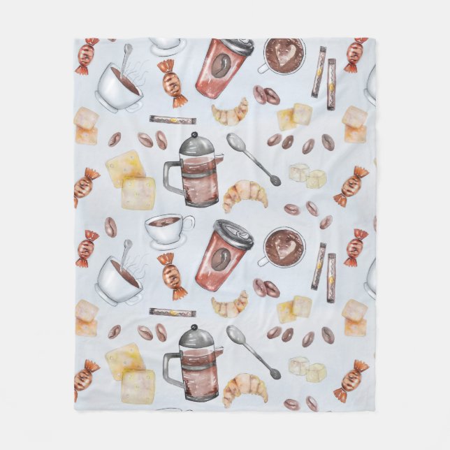 Coffee coffeemania caffeine fleece blanket (Front)