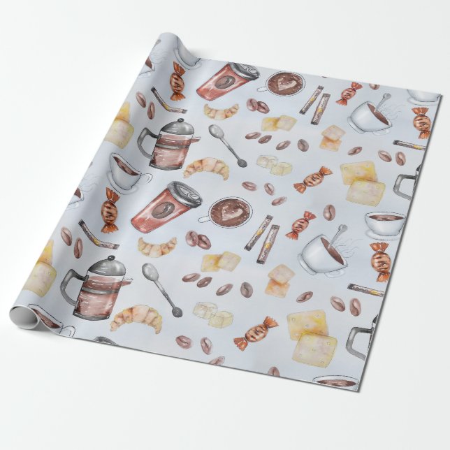 Coffee coffeemania caffeine wrapping paper (Unrolled)