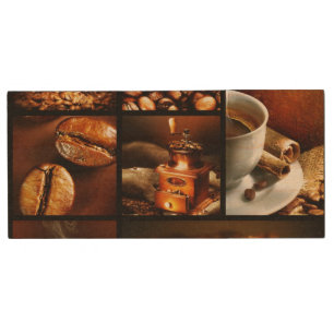 Coffee Collage 2 Wood Flash Drive