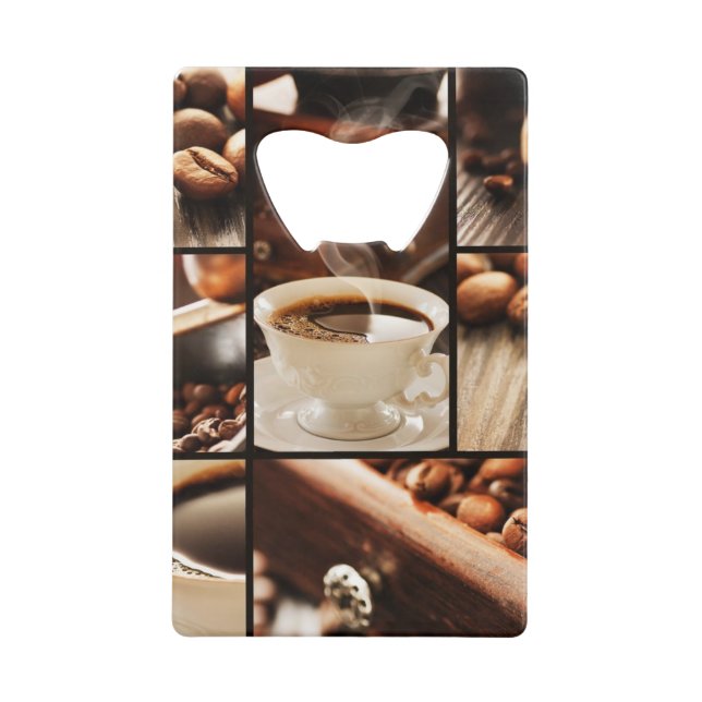 Coffee Collage Credit Card Bottle Opener (Front)