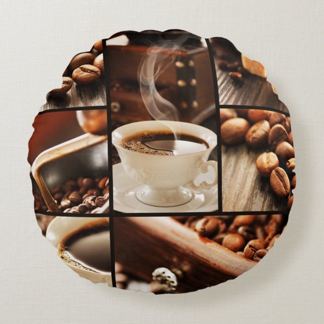Coffee Collage Round Pillow (Front)