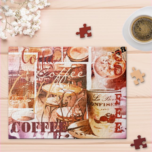 Coffee Collage Script Overlay Personalized Puzzle (Creator Uploaded)