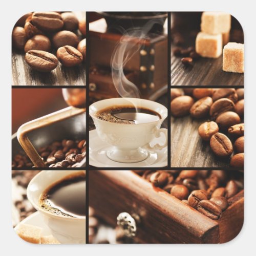 Coffee Collage Square Sticker