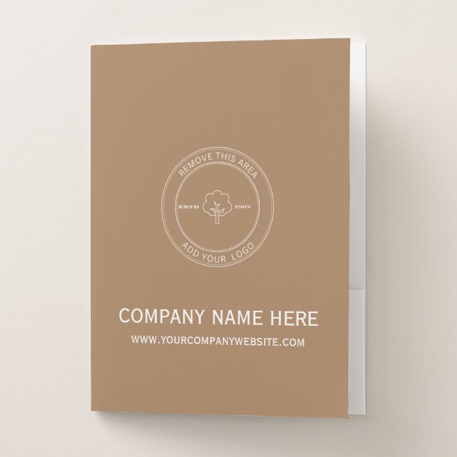 Coffee Color Business Company Custom Logo Text Pocket Folder (Front)