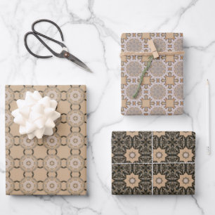 Coffee color geometric pattern No1 Wrapping Paper Sheets