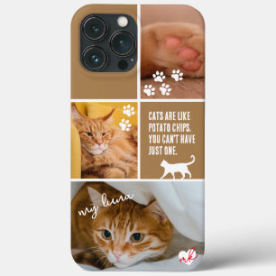 Coffee Colorblock Cat Photo Collage Monogram Pet iPhone 13 Pro Max Case