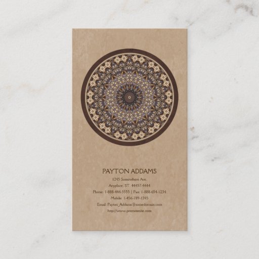 Customizable Coffee Colors Abstract Mandala Business Card Templates