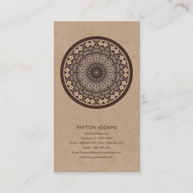 Coffee Colors Abstract Mandala Business Card (Front)