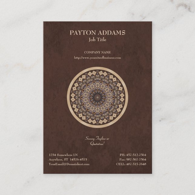 Coffee Colors Abstract Mandala Business Card (Front)