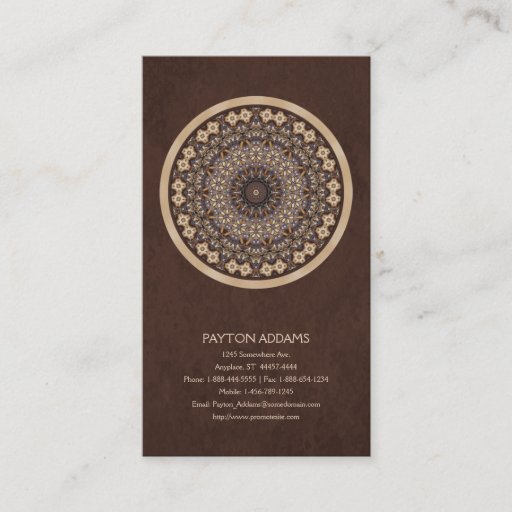 Customizable Coffee Colors Abstract Mandala Business Card