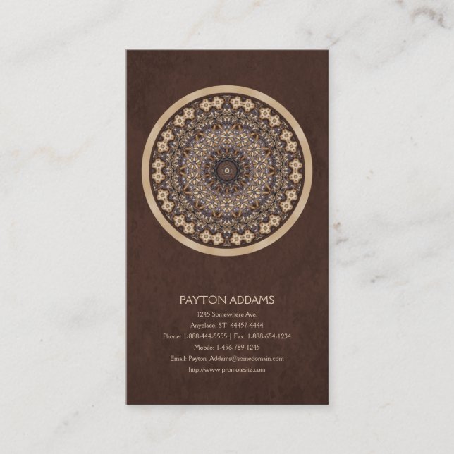 Coffee Colors Abstract Mandala Business Card (Front)