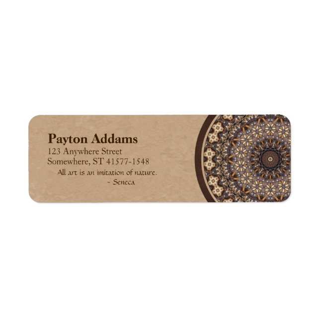 Coffee Colors Abstract Mandala Label (Front)