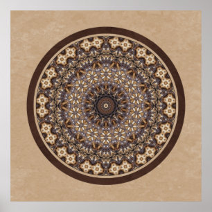 Coffee Colors Abstract Mandala Poster
