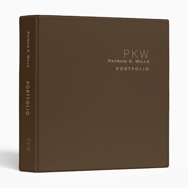 Coffee Colour Custom Portfolio Brown  3 Ring Binder (Front/Spine)
