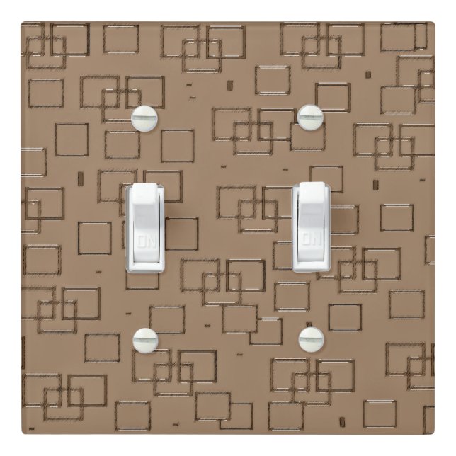 Coffee Coloured Squares Pattern Light Switch Cover (In Situ)