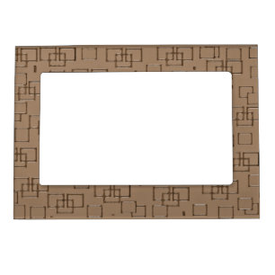 Coffee Coloured Squares Pattern Magnetic Frame
