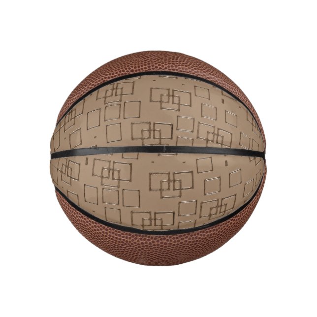 Coffee Coloured Squares Pattern Mini Basketball (Front)