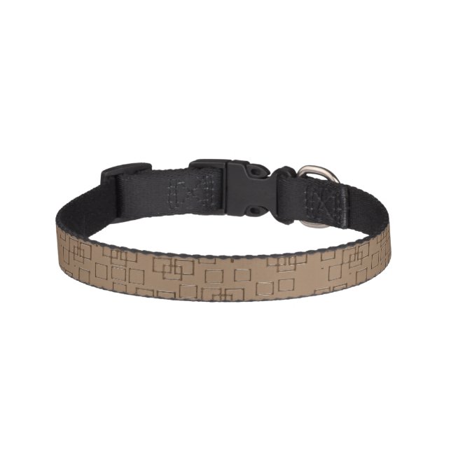 Coffee Coloured Squares Pattern Pet Collar (Front)