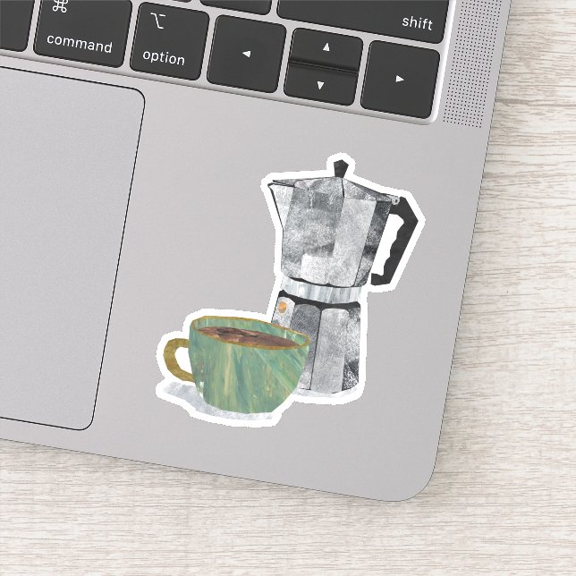 Coffee combo (moka pot and cup) sticker (Detail)