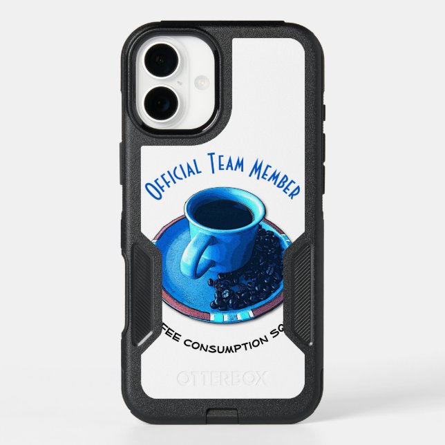 Coffee Consumption Squad | Blue Cup and Saucer Otterbox iPhone Case (Back)