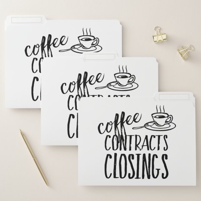 Coffee Contract Closings Business Logo Real Estate File Folder (Set)