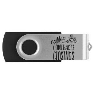 Coffee Contracts Closings Real Estate Agent Flash Drive