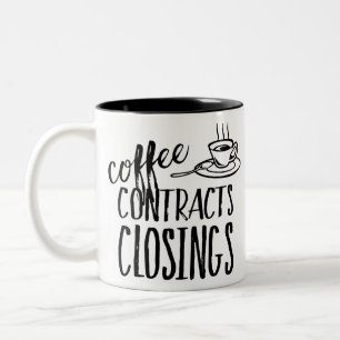 Coffee Contracts Closings Real Estate Agent Two-Tone Coffee Mug