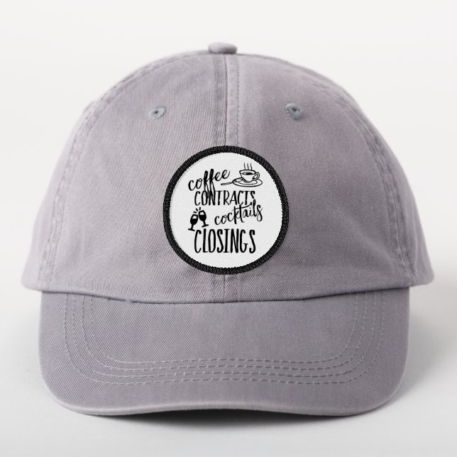 Coffee Contracts Cocktails Closing Realtor Patch (On Headwear)