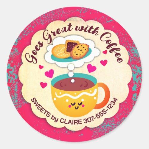 coffee cookies baked goods baking bakery packaging classic round sticker