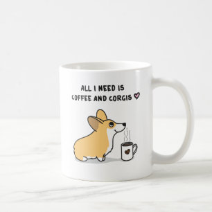 Coffee & Corgis [red white] Mug