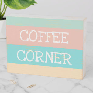 Coffee Corner Coastal Stripes Wood Sign
