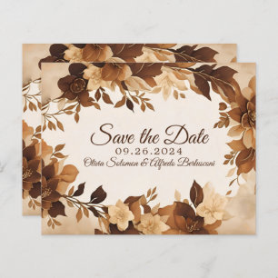 Coffee & Cream Autumn Floral Theme Wedding invite