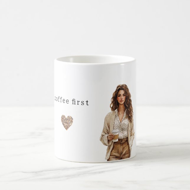 Coffee Cream Brown Peach  Mug (Center)