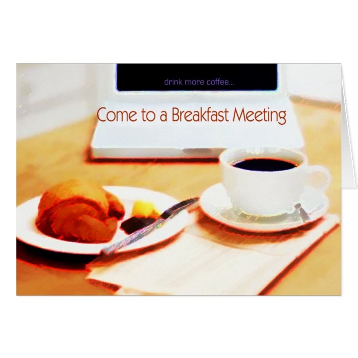Coffee, Croissant & Computer Breakfast Meeting Cards