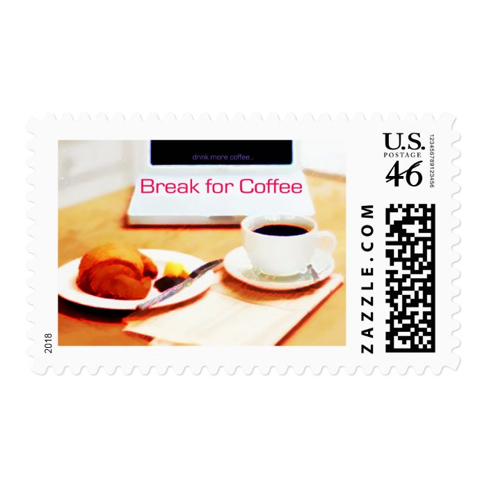 Coffee, Croissant & Computer Coffee Break Postage