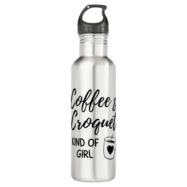 Coffee & croquet kind of girl. stainless steel water bottle (Front)