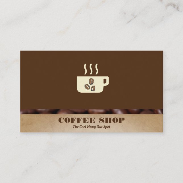 Coffee Cup and Beans | Barista Business Card (Front)