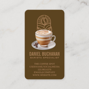 Coffee Cup and Beans   Barista   Cafe Business Card
